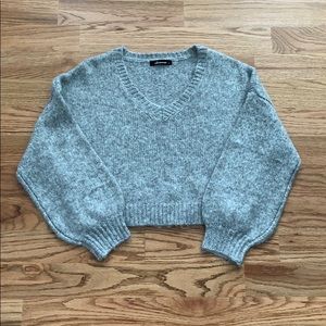 Gray Balloon Sleeve Sweater Size L